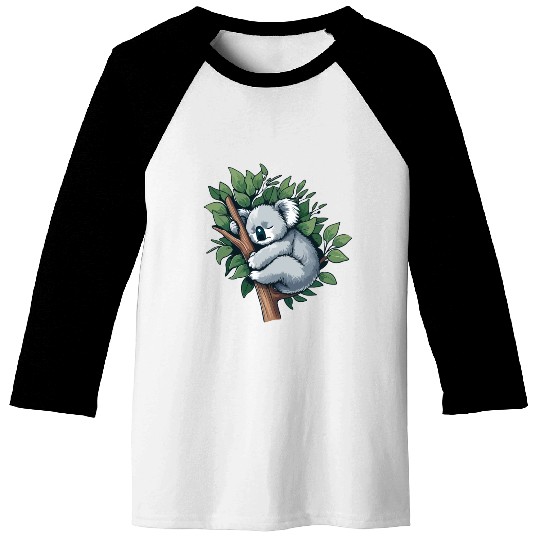 Slumbering Koala: Peaceful Tree Hugger Baseball Tees
