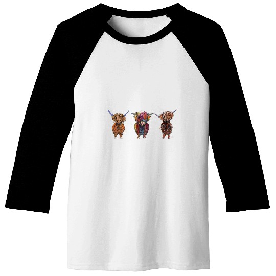 CoW PRiNT ANiMaL PRiNT HiGHLaND CoWS ' ALL THRee ' Baseball Tees