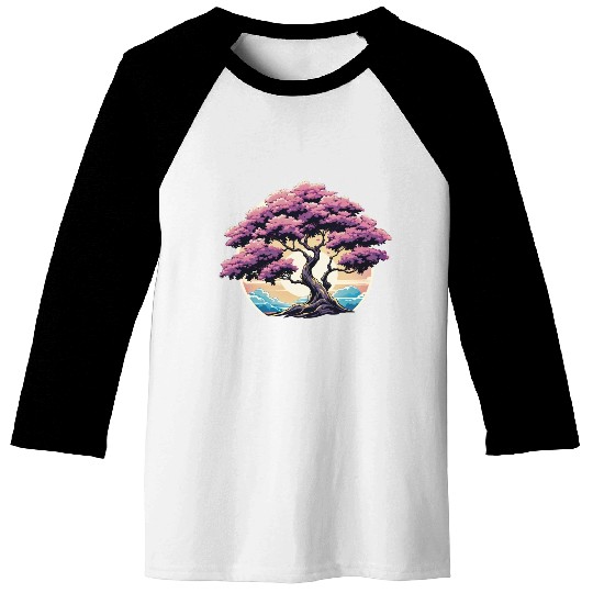 Zen nature purple tree Baseball Tees