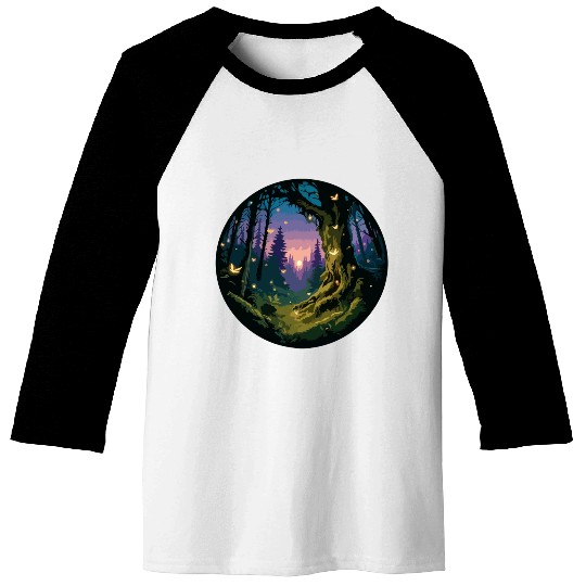 Enchanted Forest: Mystical Twilight Baseball Tees