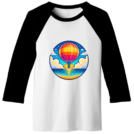 Skyward Journey: Soaring Hot Air Balloon Baseball Tees