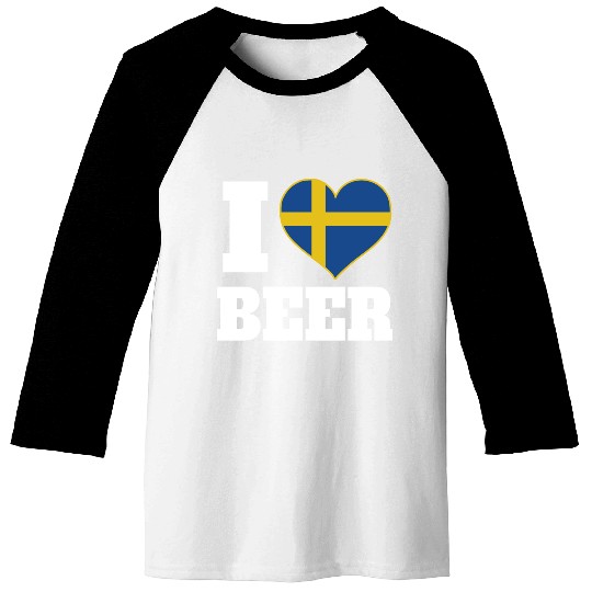 I Love Beer And Sweden Patriotic Expression Baseball Tees