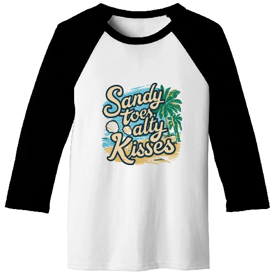 Summer Sandy Toes Salty Kisses Beach lover Baseball Tees