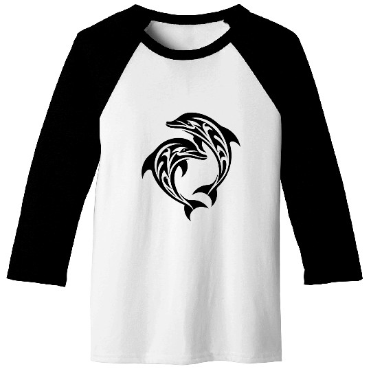 T Tattoo Dolphins Leaping Porpoises Baseball Tees