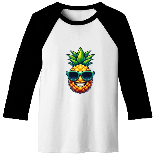 Cool Pineapple with Sunglasses Kawaii Baseball Tees