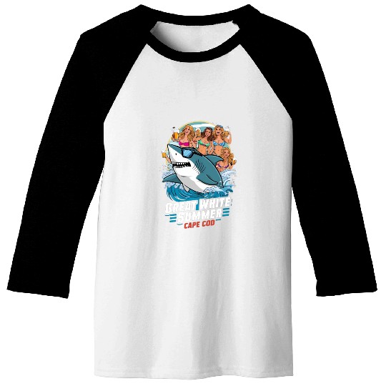 Stylish Great White Shark Baseball Tees (Cape Cod)