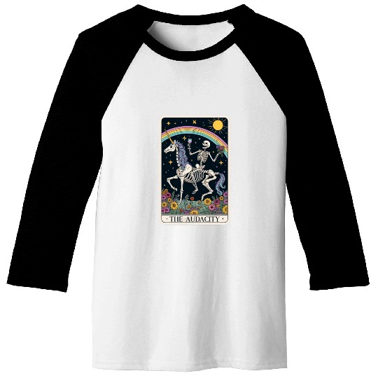 The Audacity Tarot Card Funny Skeleton Trendy Meme Baseball Tees