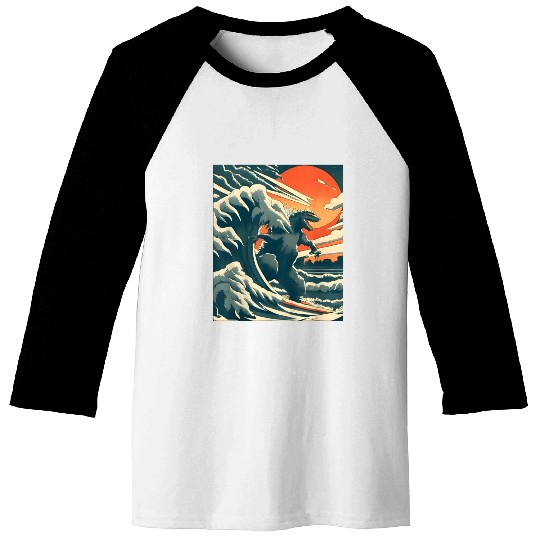 Japanese Monster Kaiju Funny Art Baseball Tees