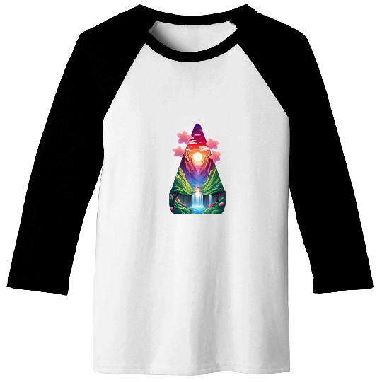 sunrise waterfall scenery Baseball Tees