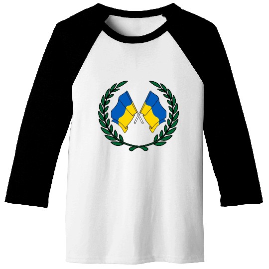Flags Ukraine in laurel wreath Baseball Tees