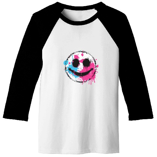 Graffiti Smiley Face - Urban Street Art Baseball Tees