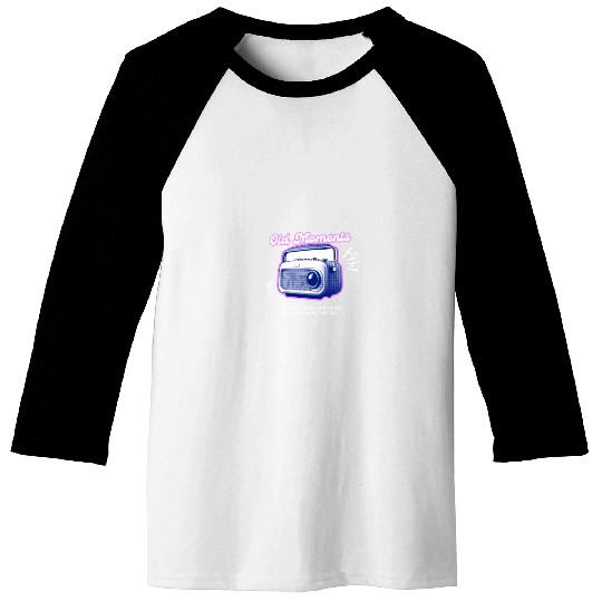 Lilac Black Halftone Radio Portrait Baseball Tees