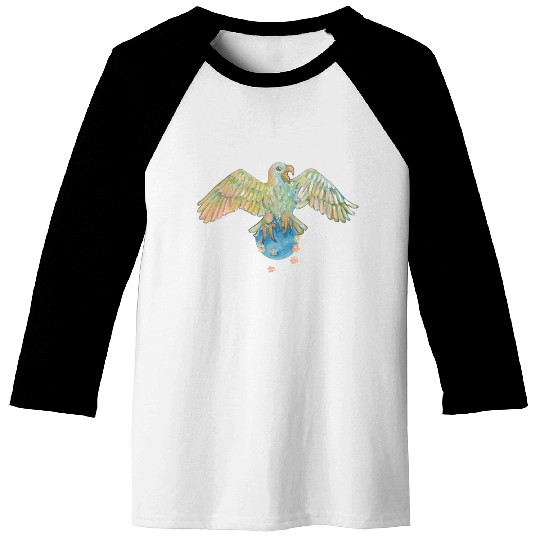 Eagle Carrying Earth Illustration Baseball Tees