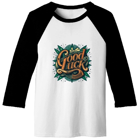 Orange and Green Good luck Graphic Baseball Tees