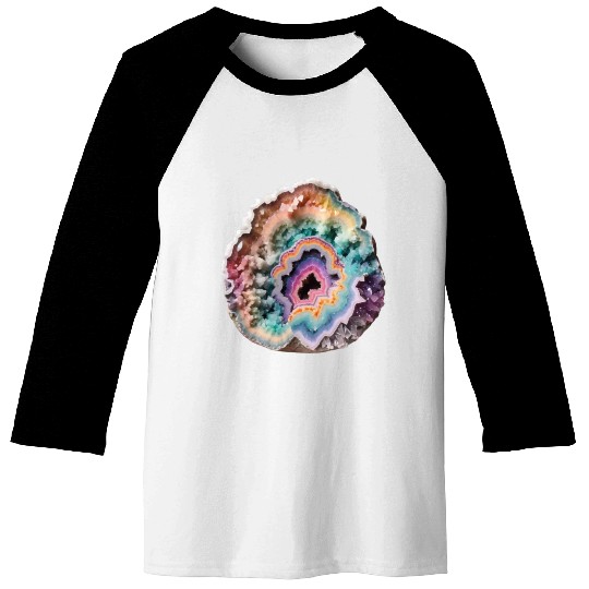 Fantasy Pastel Rainbow Geo Stone Crystal Baseball Tees