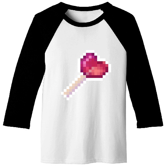 Pixel Art Sprite Cute Heart Lollipop Baseball Tees