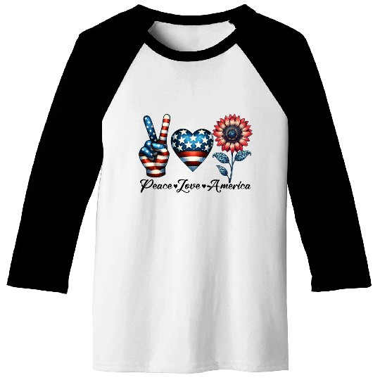 Peace Love America Baseball Tees