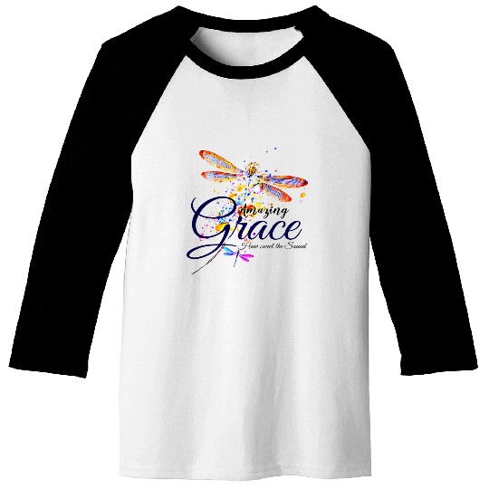 Amazing Grace Dragonfly splatter Baseball Tees