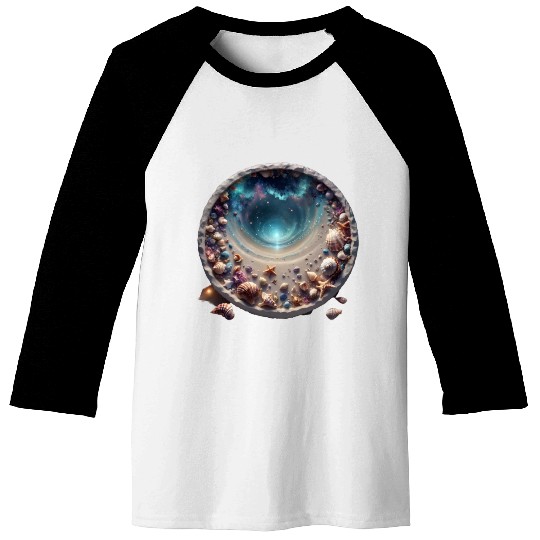 Ocean Meets the Shore inside a circle design Baseball Tees