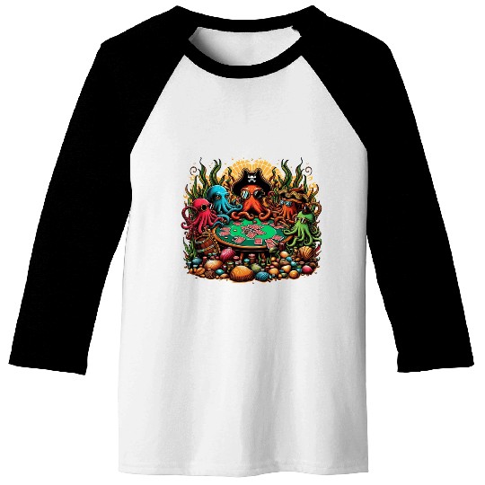 Octopus Card Table Baseball Tees