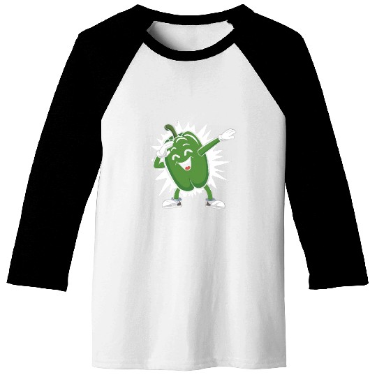 Green Bell Pepper Dabbing Baseball Tees