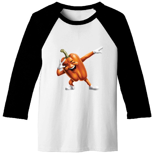 Orange Bell Pepper Dabbing Realistic Baseball Tees