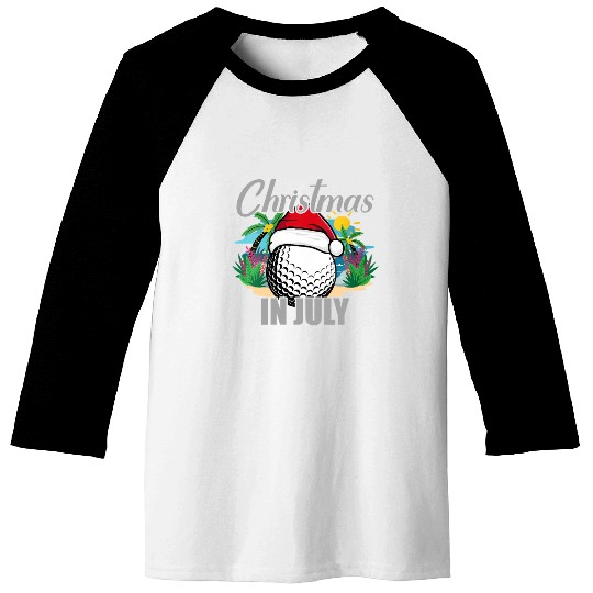 Christmas in July Golf Santa Hat Funny Summer Baseball Tees
