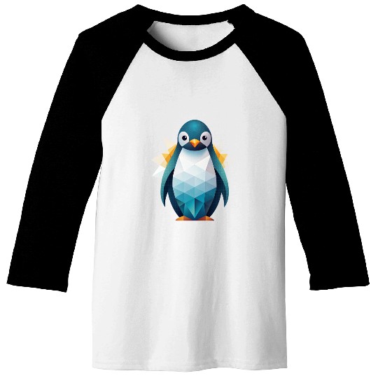 Drawing of a cute Penguin, Geometric Baseball Tees