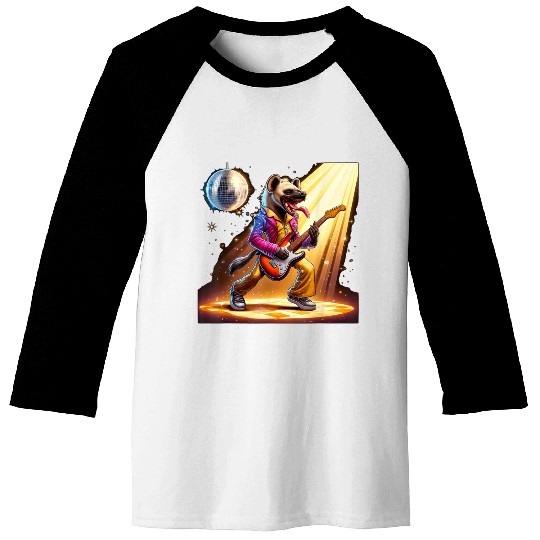 Disco Ball Guitar Hyena Baseball Tees