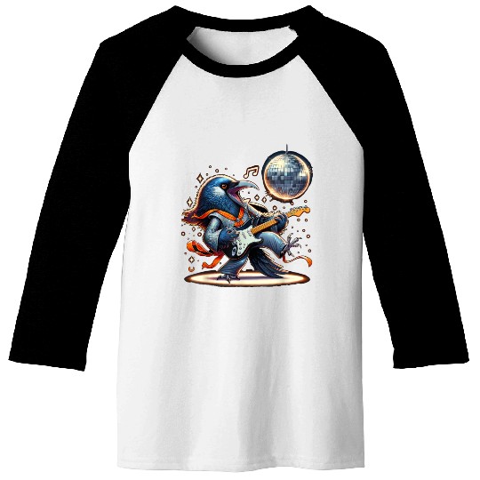 Disco Ball Guitar Raven Baseball Tees