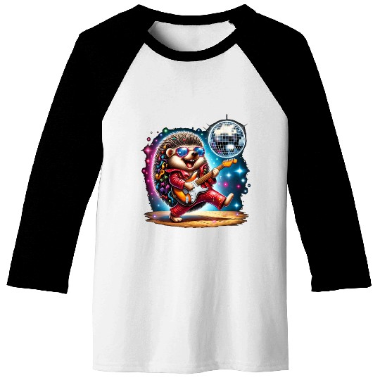 Disco Ball Guitar Hedgehog Baseball Tees