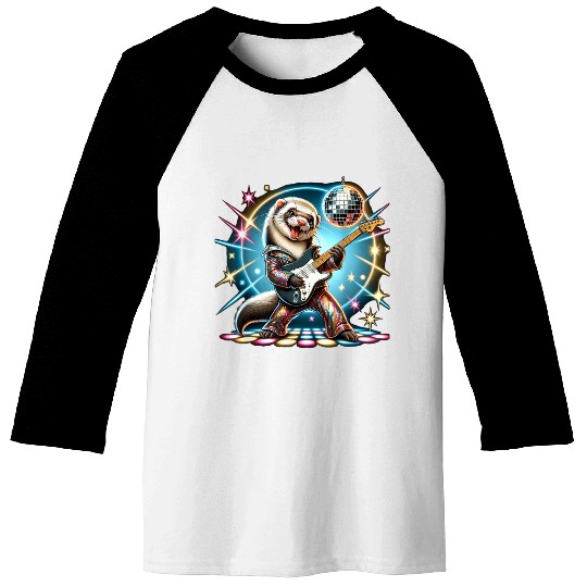 Disco Ball Guitar Ferret Baseball Tees