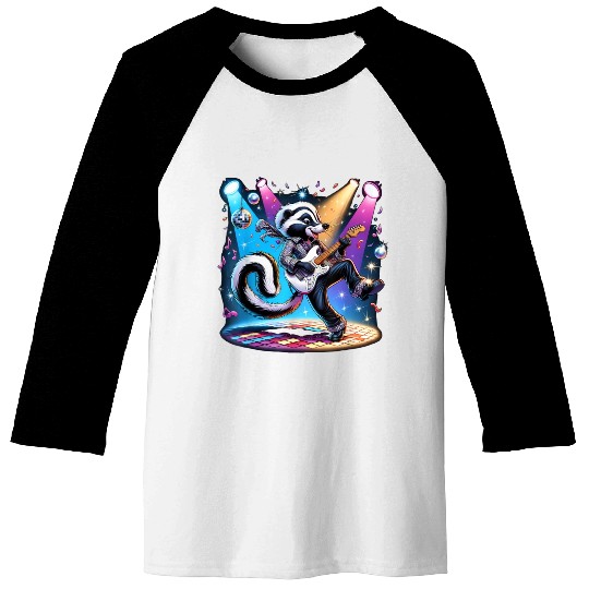 Disco Ball Guitar Skunk Baseball Tees