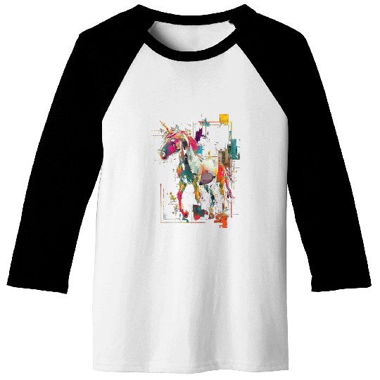 Unicorn Rainbow Animal Illustration Baseball Tees