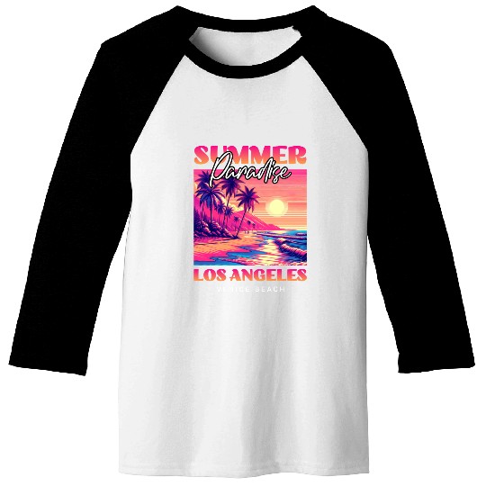 Summer Paradise Los Angeles Venice Beach Baseball Tees