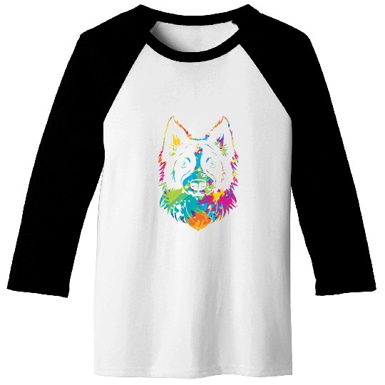 Pop Art Style Dog Face Puppy Border Collie Baseball Tees
