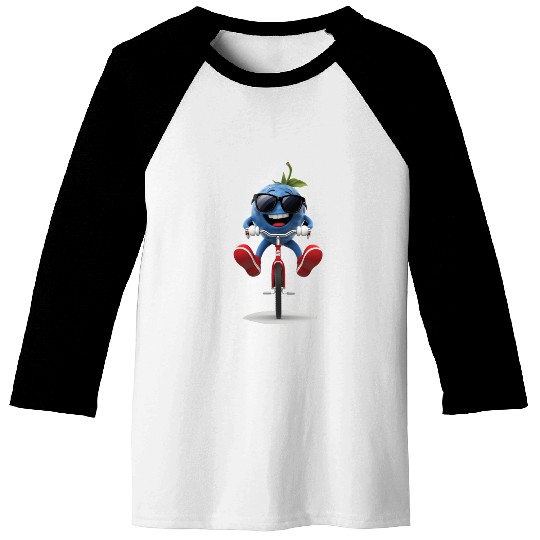 Blueberry Cycling On Bike Realistic Baseball Tees