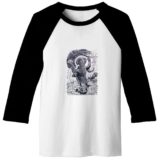 Maya God Mayan Mythology Chaac with Lightning and Baseball Tees