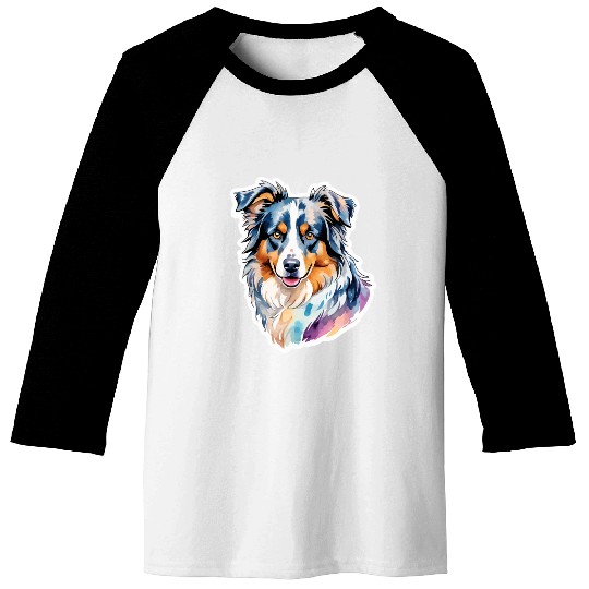 Australian Shepherd Watercolor Baseball Tees