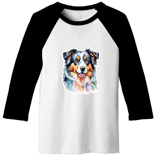 Australian Shepherd Watercolor Baseball Tees