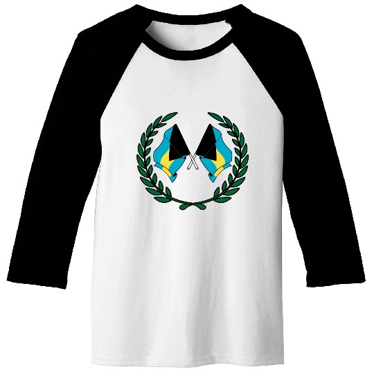 Flags Bahamas in laurel wreath Baseball Tees