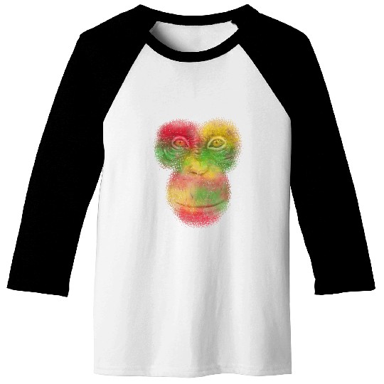 Colorful Retro Monkey Face Baseball Tees - Funny Monkey