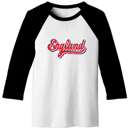 England, Retro Typography Baseball Tees