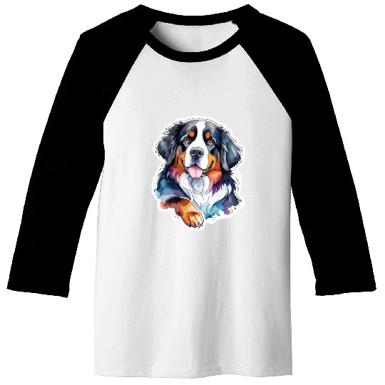 Bernese Mountain Dog Watercolor Baseball Tees