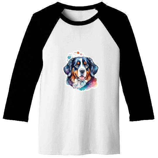 Bernese Mountain Dog Watercolor Baseball Tees