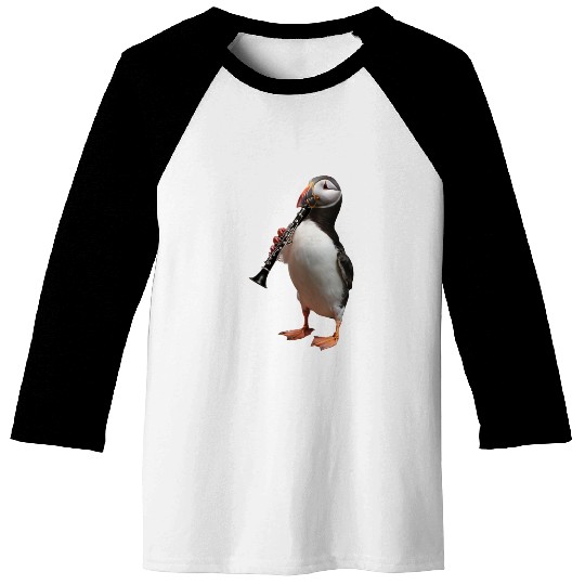 Atlantic Puffin Playing Clarinet Realistic Baseball Tees