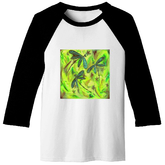 Dragonfly Flit Gorgeous Green Baseball Tees