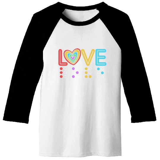 Retro Braille Rainbow Heart Braille Love Baseball Tees