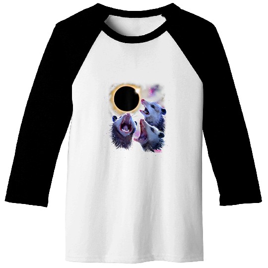Opossums Howling Eclipse Possum Baseball Tees