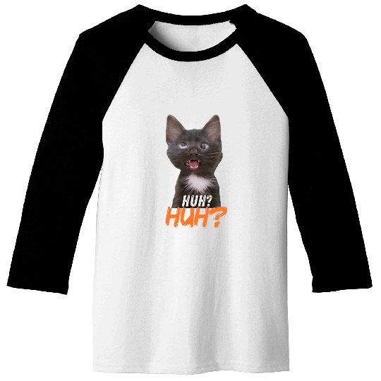 Funny Cross Eyed Cat Meme Huh Funny Cat Baseball Tees